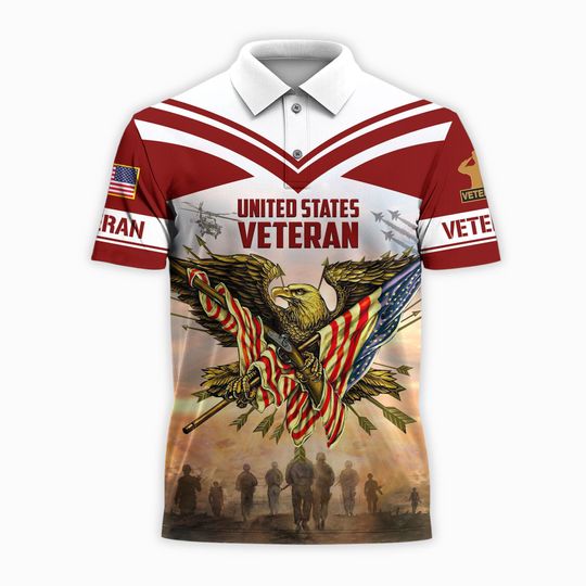 Proudly Served Veteran Polo Shirt, Bald Eagle Veteran Shirt, Military Polo Shirts, Veteran's Day Gift
