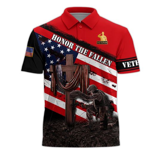 Camo US Veteran Polo Shirt, Camo Veteran Shirt, Military Polo Shirts For Men,