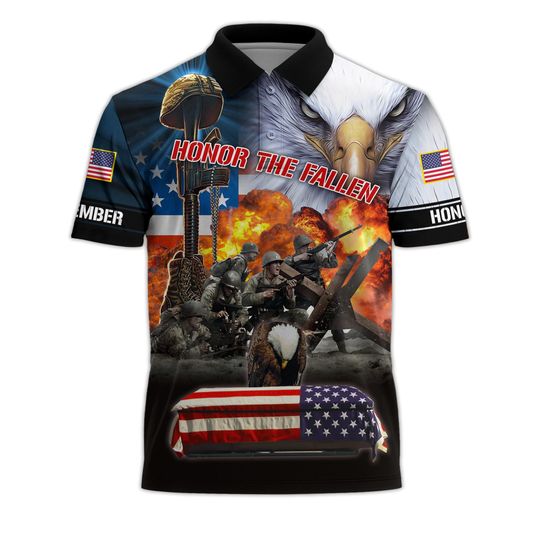 Honor The Fallen US Veteran Polo Shirt, Veteran Shirt, Military Polo Shirts,