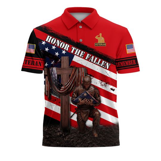 Honor The Fallen Veteran Polo Shirt, Veteran Shirt, Military Polo Shirts For Men,