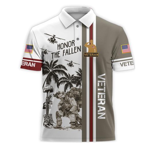 Honor The Fallen Veteran Polo Shirt, Veteran Shirt, Military Polo Shirts For Men