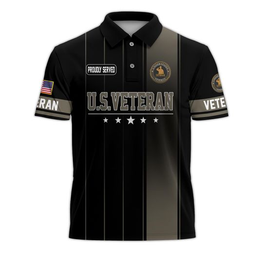 Veteran Polo Shirt, Proudly Served Veteran Shirt, Military Polo Shirts For Men