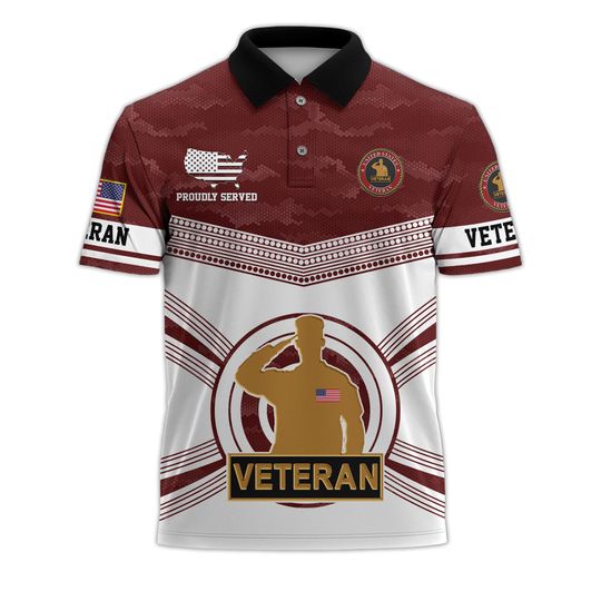 Veteran Polo Shirt, Proudly Served Veteran Shirt, Military Polo Shirts For Men