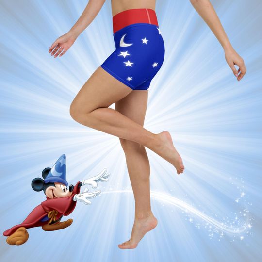 Women's Sorcerer Mickey Athletic Shorts Disney Yoga & Running Shorts