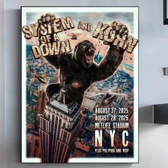 SYSTEM OF DOWN & Korn Tour New York 2025 Poster