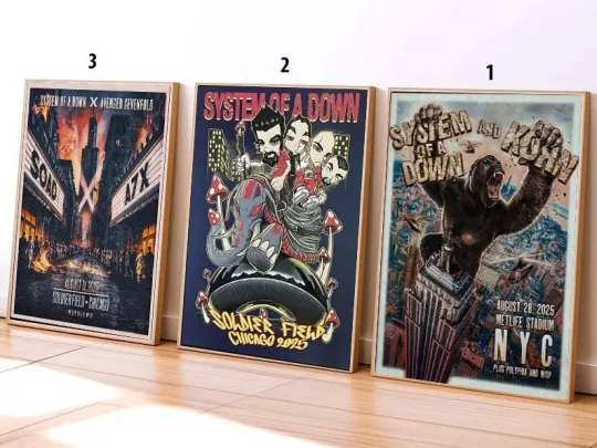SYSTEM OF DOWN & Korn NYC 2025 Venue Poster at MetLife Stadium