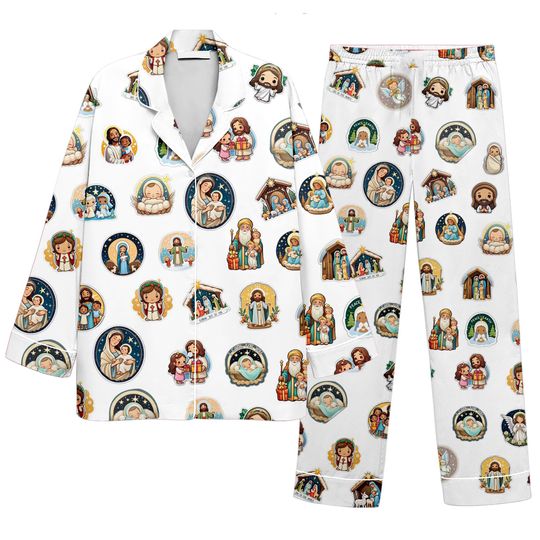 Lady of Guadalupe Catholic Jesus Satin Pajama Set, Short Sleeve Women's Sleepwear