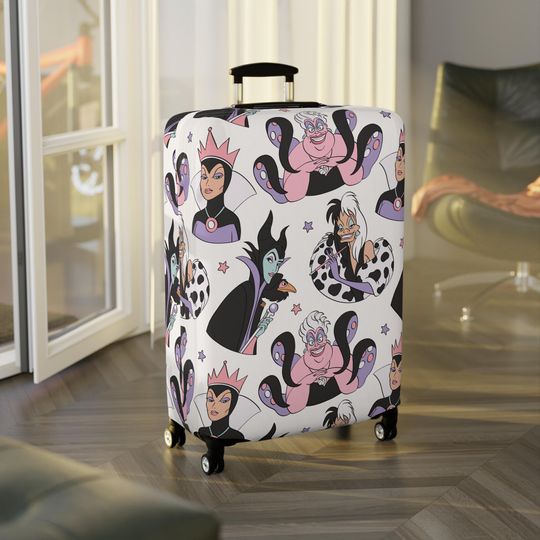 Discover Disney Luggage Cover, Disney Villains Suitcase Protector, Travel Accessories, Gift for Disney Fans, Travel Gear