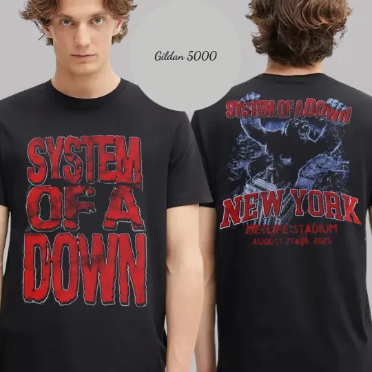 SYSTEM OF DOWN Merh T-Shirt Red, Double-Sided T-Shirt, in New York at Metlife