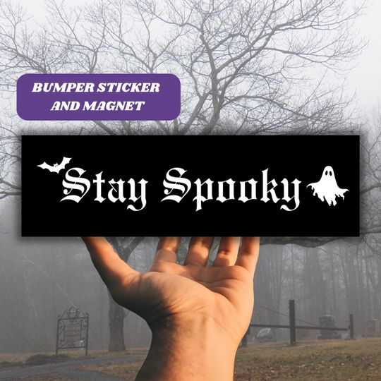 Discover Stay Spooky Bumper Sticker & Magnet, bats ghost vinyl sticker, Halloween Spooky Car Decals, Gothic Car Accessories, Goth Car Window Sticker