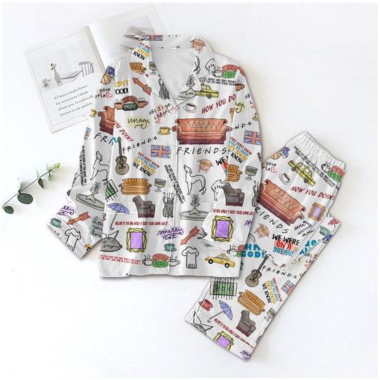 Friends Movie Pajamas Set, Friends TV Show Holiday Pajamas, Chandler Bing Pajamas Pants, Gift For Friends Movie Lovers, Friends Tv Outf