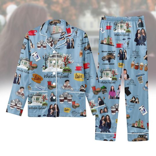 Discover Stars Hollow Winter Town Pajamas Set, Cozy Christmas Village Pjs Set, Gilmore Girl Tv Show Sleepwear, Christmas Festival Loungewear