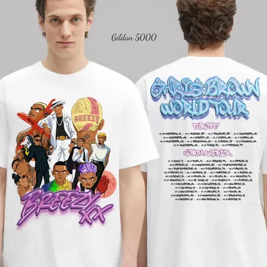 Discover Trending Chris Brown Stadium World Tour 2025 20 Year Of Chris Brown Anime Tshirt