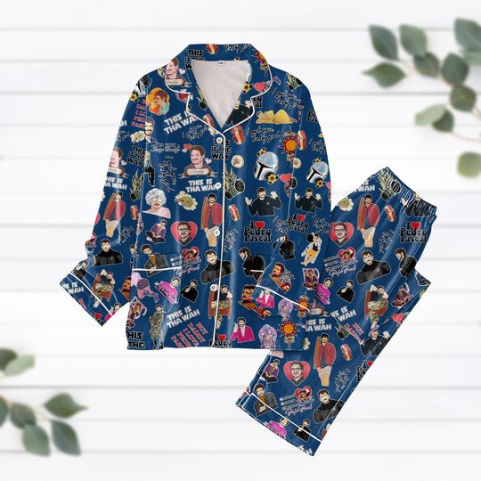 Pedro Pascal Pajamas Set, Sleepwear for Adults, Meme Pajamas, Pajama Pants