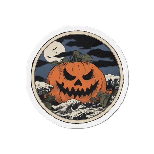 Spooky Pumpkin Die-Cut Magnet | Halloween Decor, Creepy Kitchen Accessories, Gift for Pumpkin Lovers, Car Decoration, Fridge Magnet