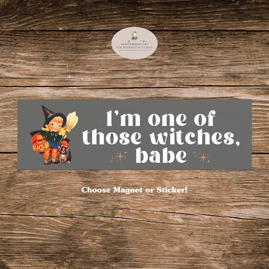 Retro Witch Halloween Car Bumper Magnet Sticker * Boo Box Salem Girls Trip Autumn Fall Spooky Season Coven Witchy Funny Goth Womens Rights