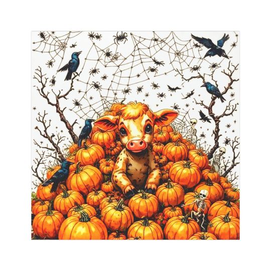 Cow Pumpkin Car Magnets, Fall Autumn Harvest Decor, Thanksgiving Fridge Magnets, Halloween Kitchen Decoration, Farm Animal Vehicle Decal,