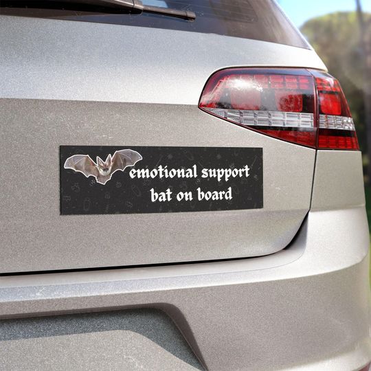 Discover Emotional Support Bat on Board Magnet - Funny Halloween Car Magnet, Goth Bat Bumper Magnet, Spooky Cute Gift for Bat Lovers