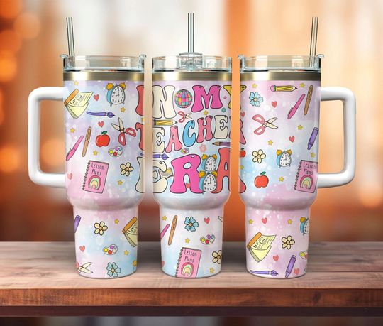 Discover In My Teacher Era 40oz Tumbler Wrap, Teacher Quotes 40oz Wrap Png, Teacher 40oz Tumbler