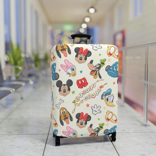 Discover Disney Luggage Cover, Mickey Mouse Suitcase, Gift for Disney Fans, Travel Gear, Mickey and Friends