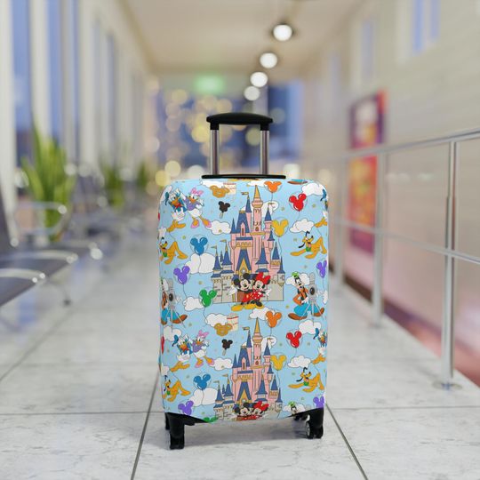 Disney Luggage Cover, Mickey Mouse Suitcase, Gift for Disney Fans, Travel Gear, Mickey and Friends