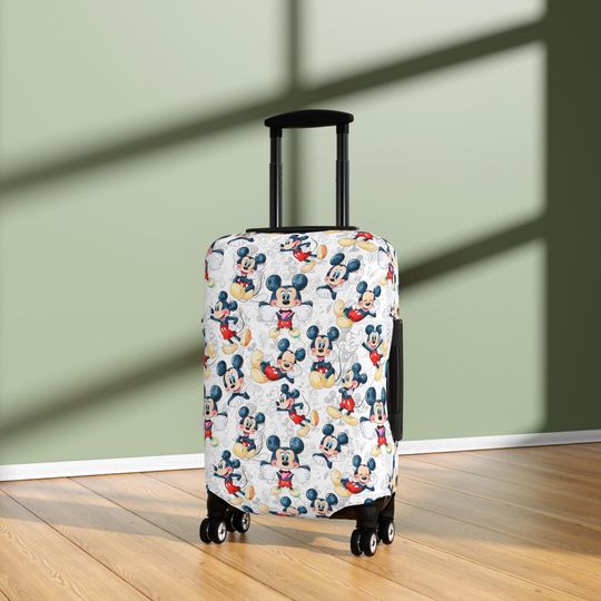 Disney Luggage Cover, Mickey Mouse Suitcase, Gift for Disney Fans, Travel Gear, Mickey and Friends
