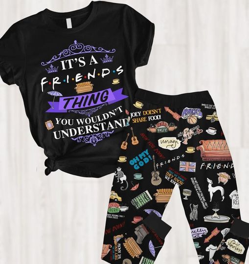 Friends Show Pajamas Set, Friends TV Show Shirt, Friends Characters Pajamas Pant, Friends Sitcom Halloween Pajamas, Chandler Bing Shirt