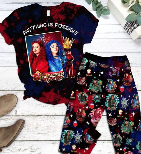 Descendants Zombies Worlds Collide Tour T-Shirt And Pants, Descendants Red Pajamas Set, Like The Zombies Do Tee, Summer Tour 2025 Shirt