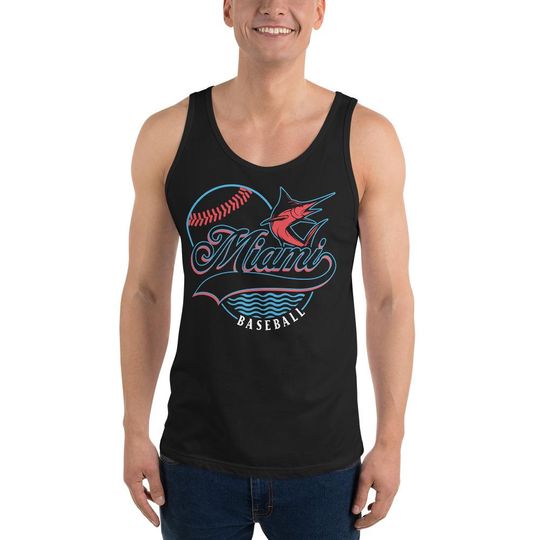 Discover Miami Baseball Tank Top Marlins Baseball Fan Tank Top Sports Apparel Tank Top