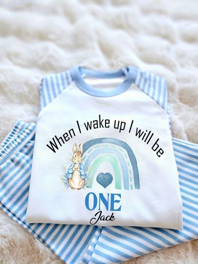Luxury Personalised Baby Toddler Pyjamas - When I Wake Up  gift peter rabbit boys Pjs Set Toddler Kids Nightwear birthday lounge pyjamas