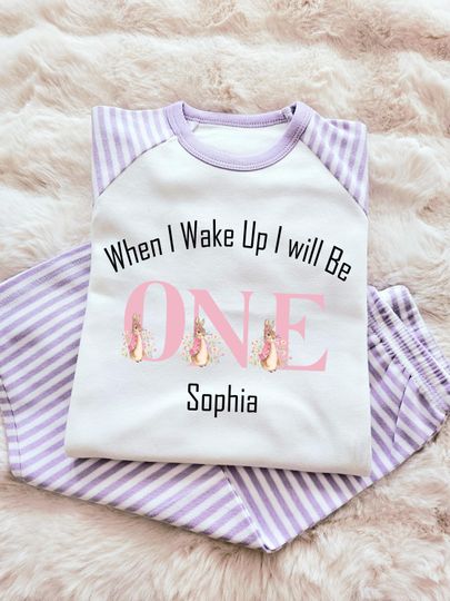 Luxury Personalised Baby Toddler Pyjamas - When I Wake Up  gift peter rabbit Girls Pjs Set Toddler Kids Nightwear birthday lounge pyjamas