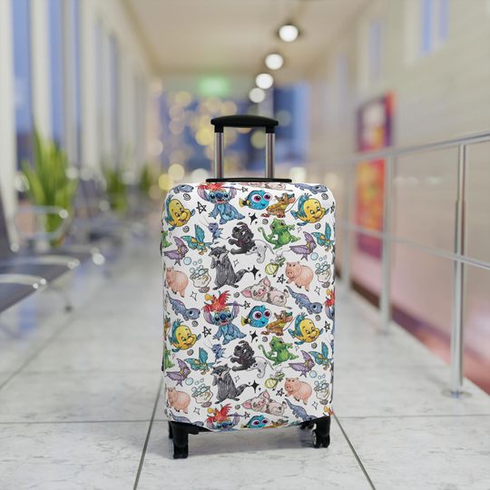 Disney Luggage Cover, Disney Sidekicks Suitcase, Gift for Disney Fans, Travel Gear, Mickey and Friends