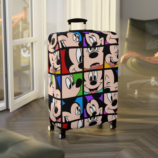 Disney Luggage Cover, Mickey Mouse Suitcase, Gift for Disney Fans, Travel Gear, Mickey and Friends