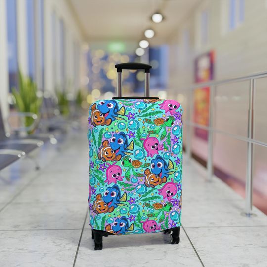 Discover Disney Luggage Cover, Finding Nemo Suitcase, Gift for Disney Fans, Travel Gear, Nemo Dory