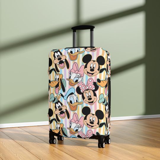 Discover Disney Luggage Cover, Mickey Mouse Suitcase, Gift for Disney Fans, Travel Gear, Mickey and Friends