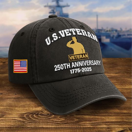 Embroidered Veterans Caps For Men - 250th Anniversary Vets Cap,
