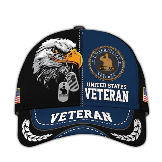 US Veteran Baseball Cap  Military Veteran Hats, Patriotic Ball Cap