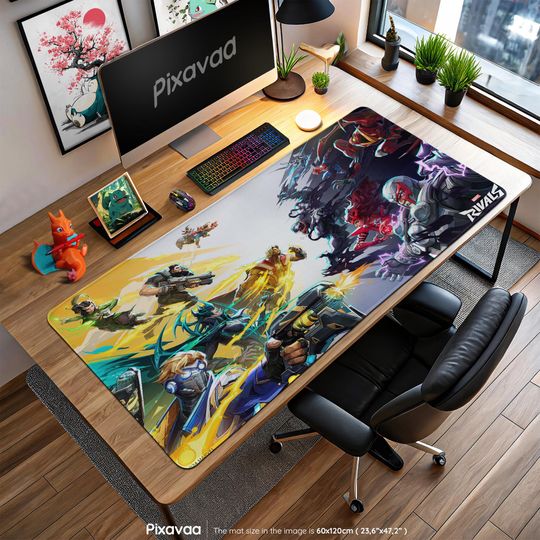 Marvel Rivals Heroes vs Villains - Superhero Battle Gaming Desk Mat, Avengers X-Men Art, Comic Fan Gift