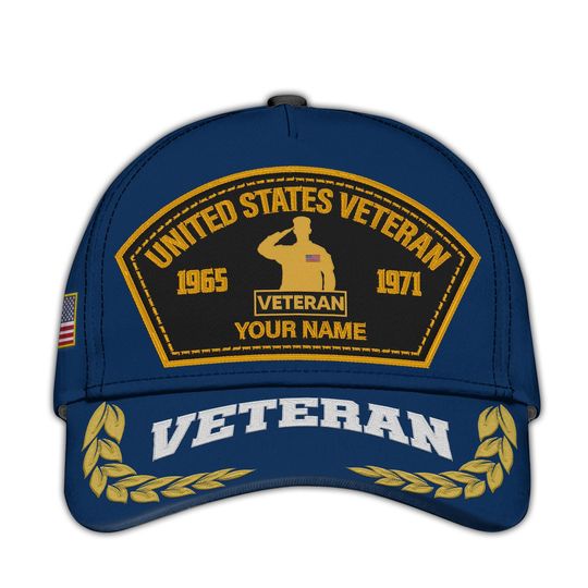 Personalized Embroidered Veteran Baseball Cap  Patriotic Hats For Men