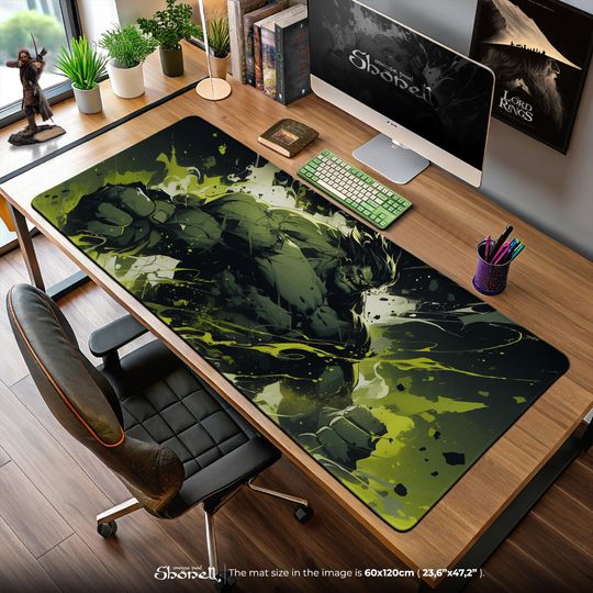 Incredible Hulk Desk Mat, Marvel Gaming Mat, Superhero Gift, Hulk Smash Decor