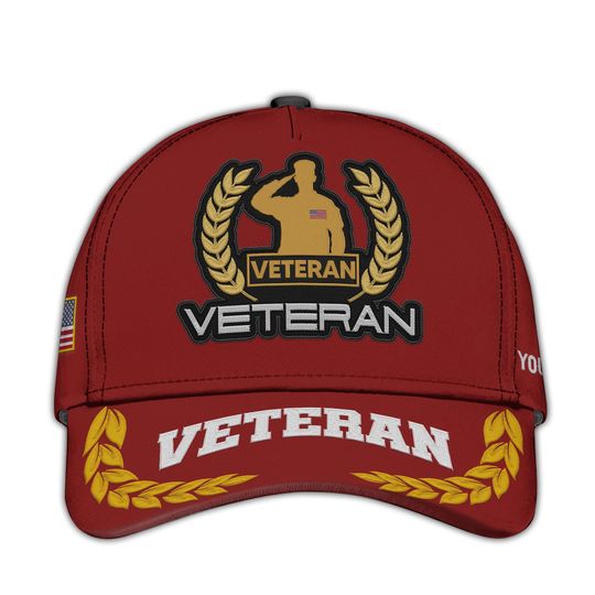 Personalized Embroidered Veterans Hat  Patriotic Baseball Cap