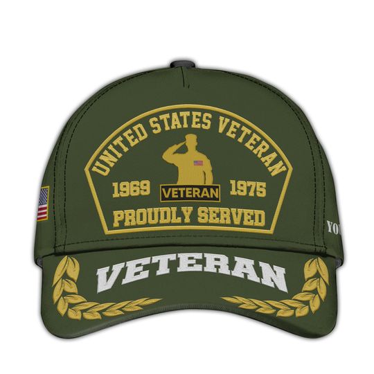 Personalized Embroidered Veterans Hat  Patriotic Cap