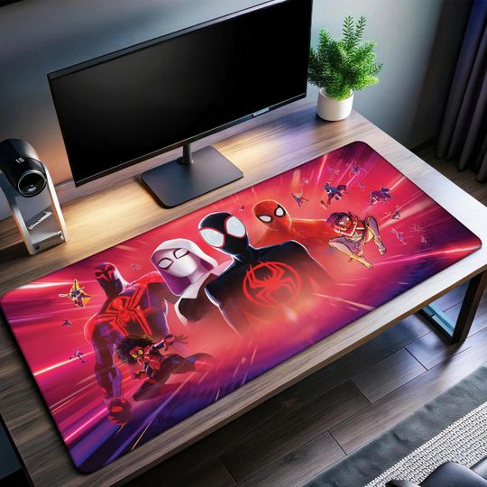 Discover Spider Man Across the Spider-Verse Desk Mat | Miles Morales Mouse Pad | Premium Print Surface | Personalized Desk Mat | Smooth Glide Control