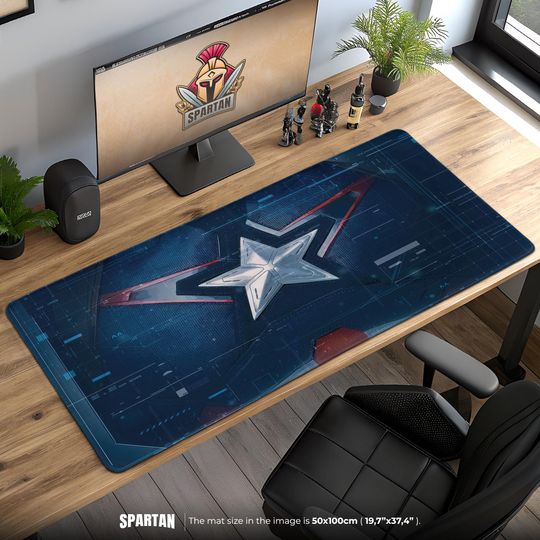 Captain America Star Mouse Pad  Marvel Shield Gaming Desk Mat, Superhero Workspace Decor, Avenger Fan Gift