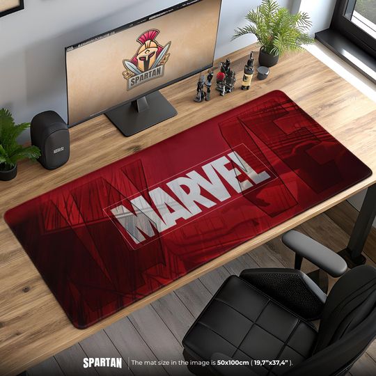 Discover Marvel Logo Desk Mat  Minimalist Red Superhero Design Mouse Pad, Gaming Desk Mat, Marvel Fan Gift, Hero Setup Decor
