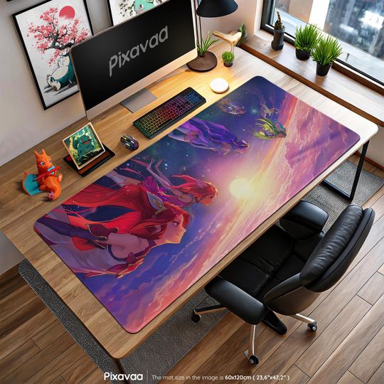 Discover Star Guardian Mouse Pad - League of Legends Sunset Sky Anime Mat, LoL Magical Girl Gaming Desk Pad, Gamer Gift
