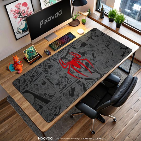 Classic Spider-Man Comic Mouse Pad  Red Emblem Gaming Desk Mat, Marvel Hero Art, Web Slinger Gift, Geek Decor