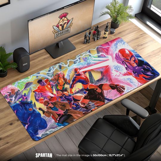 Discover X-Men Classic Team Mouse Pad  Marvel Mutant Battle Art with Magneto, Wolverine, Cyclops, Storm, Hero Gaming Desk Mat
