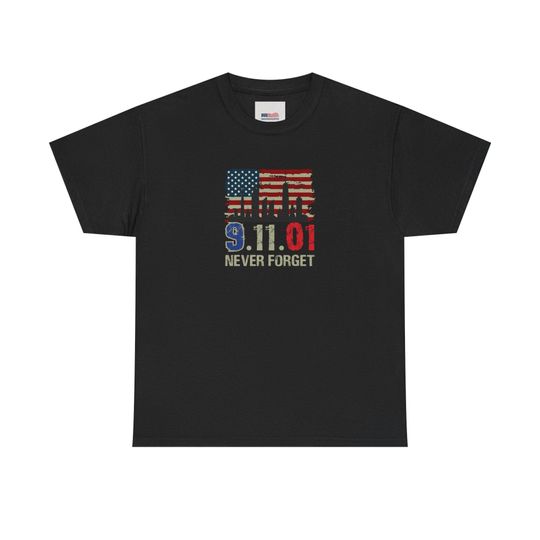 Patriots Day 9/11 Never Forget Tribute T-Shirt, American Flag, Stars and Stripes, Casual Wear, Patriotic, Remembrance Apparel