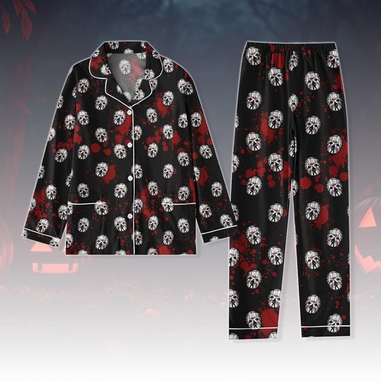 Discover Jason Voorhees Pajamas Set, Friday The 13th PJs For Him, Horror Movie Pjs, Slasher Villain Pajamas Family, Scary Halloween Pajamas